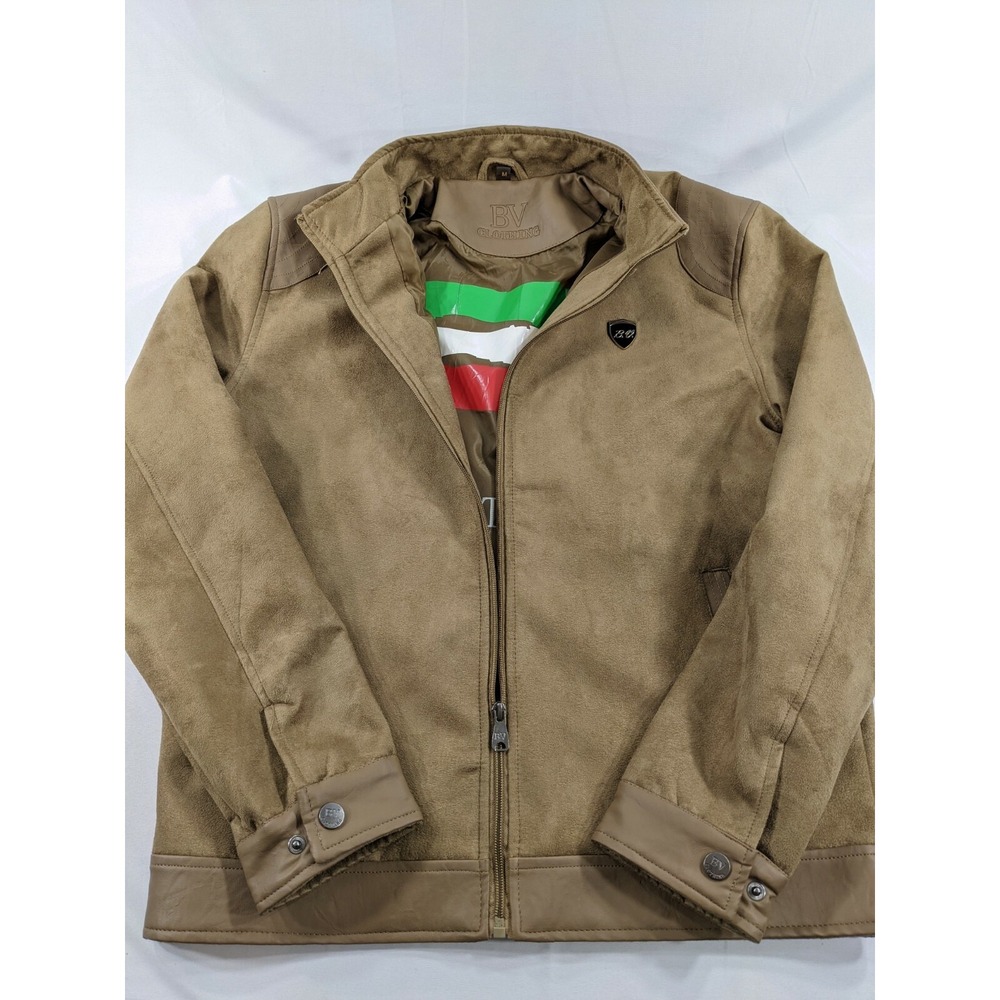 BV Clothing‎ Suede Brown Tan Leather Jacket Motorcycle Style Women's Medium